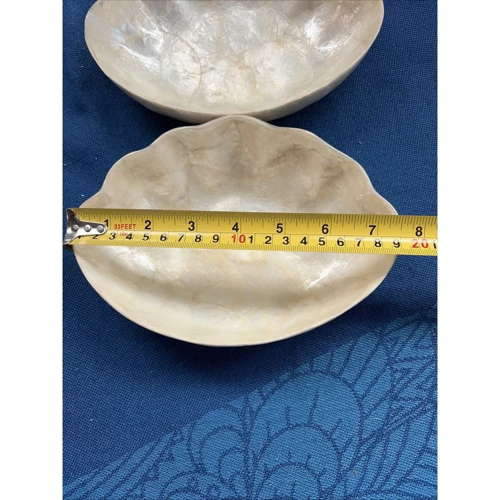 (2) Vintage Shell Shaped Capiz Shell Bowls Gump's Philippines Set Of Two
